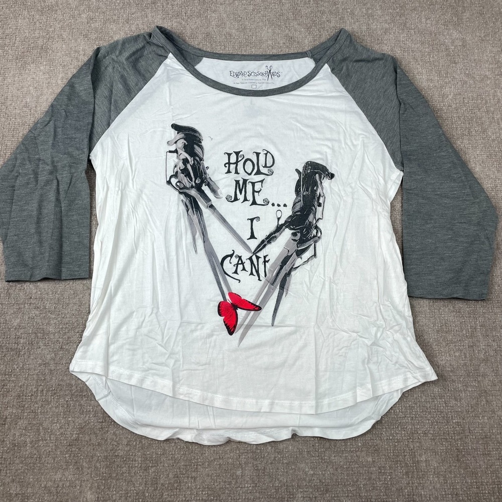Loot Wear Shirt Womens Large White Gray Hold Me I Can't Graphic Print Stretch